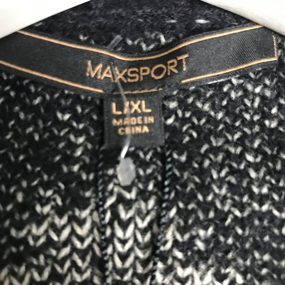 Max Sport Open Front Cardigan Sweater Black Beige - Picture 7 of 11